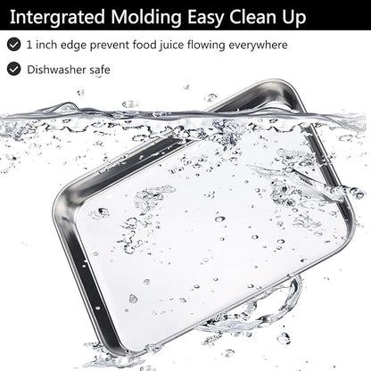 Baking Sheet Set of 2, Bastwe 18 inch Commercial Grade Stainless Steel Baking Pan, Professional Bakeware Oven Tray, Healthy & Non-toxic, Rust Free & Mirror Finish, Easy Clean & Dishwasher Safe - Image 4