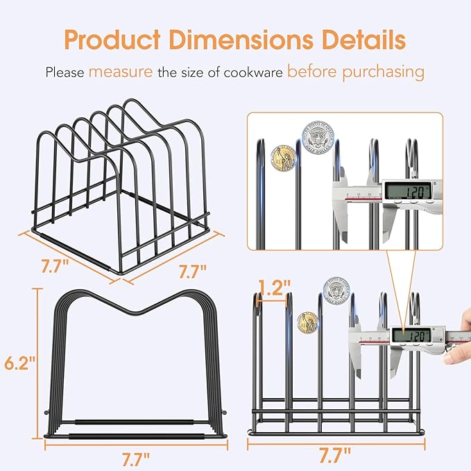 ORDORA 2 Pack Cutting Board Holder Stand Rack Organizer for Cabinet, 5mm Wire Storage Rack for Countertop, Baking Cookie Sheet Pan Organizer inside Cabinet, Chopping Board Holder for Pots and Skillets - Image 4