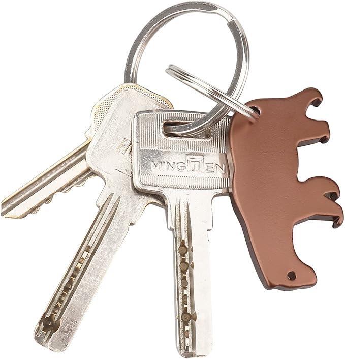 Swatom Black Bear Keychain Bottle Opener Beer Opener Tool Key Tag Chain Ring Accessories (6P,)