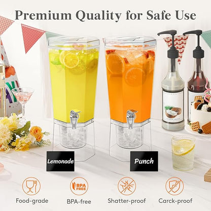 Lifewit 1 Gallon Drink Dispenser for Parties 3 Pcs, 4L Plastic Beverage Container with Stand for Juice/Tea/Soda & Lemonade, Clear Water Pitcher with Spigot for Mimosa Bar Hosting 39 x 16 cm/15x6" - Image 3