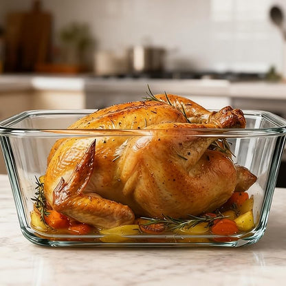 Extra Large Glass Storage Containers with Lids 220oz/6500ml - Airtight Borosilicate Large Glass Food Storage container for Rotisserie Chicken, Turkey - XL Big Glass Bowl Freezer to Oven Safe
