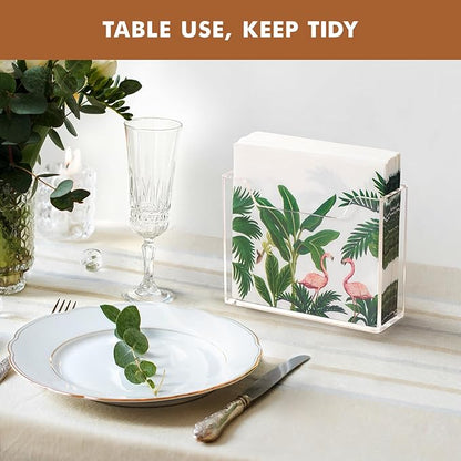 Kordory Acrylic Napkin Holder for Table, Clear Plastic Vertical Napkins Holders, Modern Square Paper Napkin Holders for Kitchen, Dinner Table Guest Napkin Holder for Home, Hotel, Restaurant, Bar