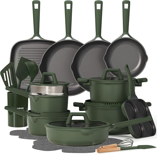 CAROTE 31PCS Pots and Pans Set, Nonstick Cookware Set Kitchen Non Stick Induction Titanium Cookware Non-toxic Granite Cooking set, PFOA Free by CAROTE