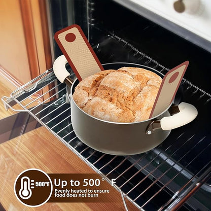 Silicone Bread Sling for Dutch Oven, Non-Stick & Easy to Clean Bread Baking Mat Set, 2 Pcs Reusable Bread Sling with Long Handle to Transfer Sourdough (Red, 2PCS Round) - Image 4