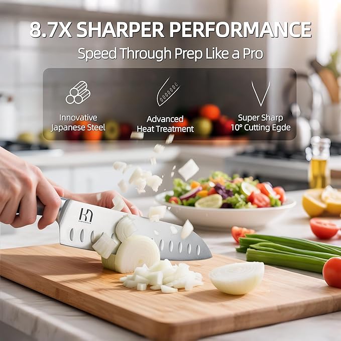KnifeSaga Kitchen Knife Set with Block 17 Pcs, Knife Block Set, Japanese High Carbon Stainless Steel Knives Set for Kitchen with Sharpener, Razor Sharp Premium Block Knife Sets - Image 2