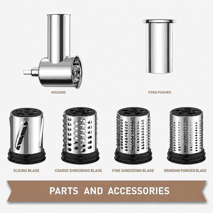 Stainless Steel Cheese Grater Attachment for KitchenAid Stand Mixer,4 Drum Blades for Slicing and Shredding Cheese & Vegetables,Dishwasher Safe Kitchen Prep Accessory for Salad Prep - Image 4