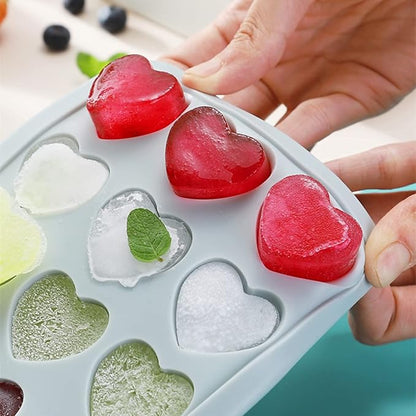 Heart Shaped Ice Cube Trays with Lid, Chocolate Mold, Easy Release Ice Trays, 21-Cavity Silicone Heart Molds for Ice Cubes, Gelatine, Baking and Candy - Image 3