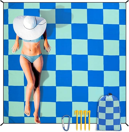 HIHOHO Beach Blanket Waterproof Sandproof Extra Large Beach Mat 79" X 83"/120"x108"for 1-8 Adults Quick Drying Durable Outdoor Picnic Mat for Beach Travel Camping Hiking