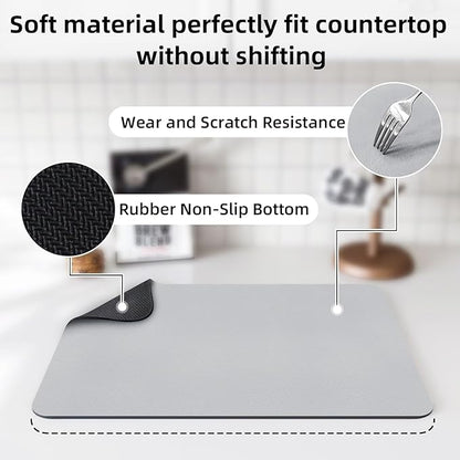 LOPNUR Kitchen Dish Drying Mat, 24"x16" Dish Drying Mats for Kitchen Counter, Diatomite Coffee Mat, Super Absorbent Dish Drying Pad, Heat Resistant Mat with Anti-slip Rubber Backed, Light Grey - Image 5