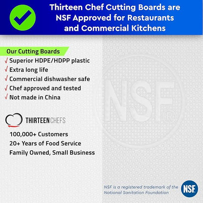 Thirteen Chefs Extra Large 24 x 18 Black Cutting Board - 1/2" Thick HDPE Plastic for Restaurants and Professional Kitchens