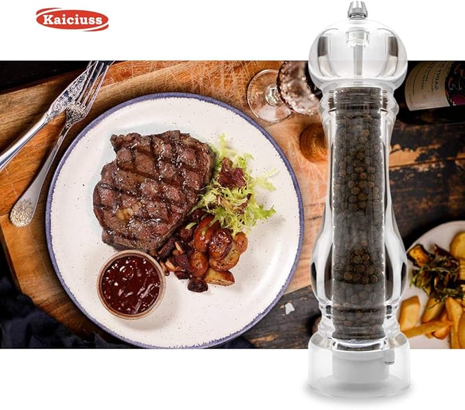 Salt Pepper Grinder Mill Arcylic,the Best Peppercorn Grinder with Adjustable Mill-Clear - Image 8