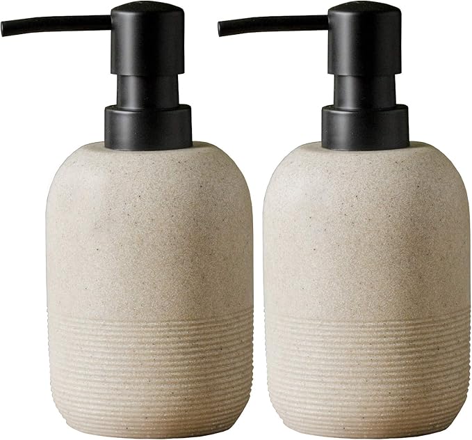 GalDal 2pcs/Set Beige Hand Soap Dispenser Sets,Resin Liquid Soap Dispenser for Bathroom Countertop,Bathroom Lotion Dispensers-10.6oz. by GalDal