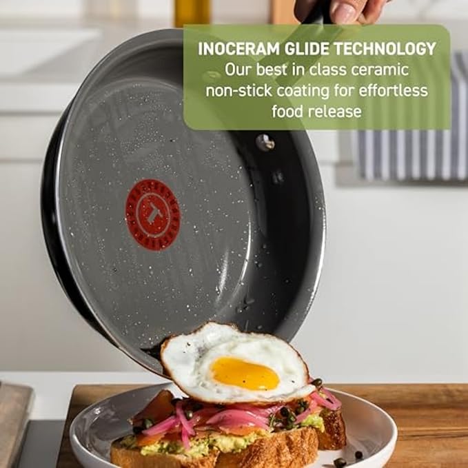 T-Fal Preserve Ceramic Nonstick Saute Pan with Lid 5.5 Qt, Oven and Broiler Safe up to 350°F Cookware, Frying Pan, Stay-Cool Handle, Skillet Pots and Pans, Black - Image 3