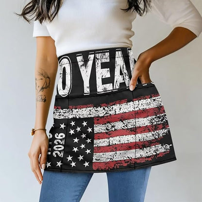 Server Apron with 3 Pockets, Waterproof Oil Waitress Waiter Half Apron for Restaurant Hotel Kitchen Cafe