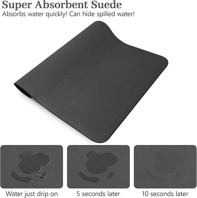 Bloss Coffee Mat, Dish Drying Mat for Multiple Usage, Coffee Bar/Maker Mat, Kitchen Counter Mats, Absorbent Hide Stain Rubber Backed Dish Drying Pad(12.2"x19.7", Dark Gray) - Image 6