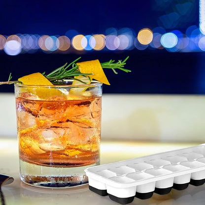 Set of 4 Stackable Silicone Ice Cube Trays with Removable Lids - Flexible, Spill-Resistant, Dishwasher Safe (Black) - Image 3