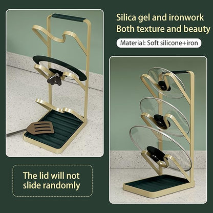 Lid Stand Lid Organizer Pot Lid Rack Holder for Utensils in Kitchen Cabinet Spatula Rack,Cutting Boards,Spoon Storage Gold