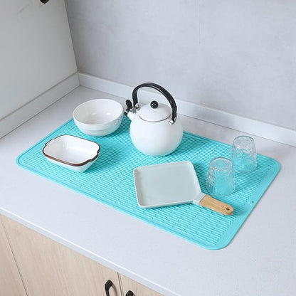 MicoYang Silicone Dish Drying Mat for Multiple Usage,Easy clean,Eco-friendly,Heat-resistant Silicone Mat for Kitchen Counter or Sink,Refrigerator or Drawer Liner Mint 4XL 32 inches x 18 inches - Image 7