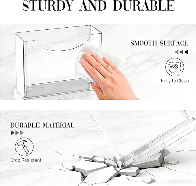 Cocktail Napkin Holder Table - for 5 x 5 Inches Napkin, Clear Upright Small Paper Napkins Holders for Party Kitchen Dinner Home Bar Decorative