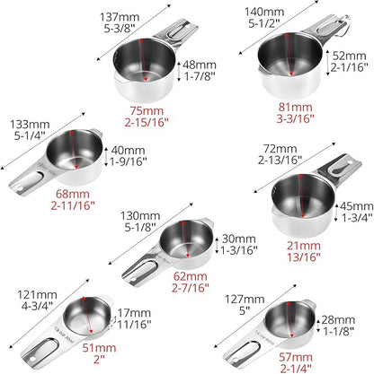 QWORK Stainless Steel Measuring Cups, Set of 7 Nesting Kitchen Tools for Cooking & Baking - Image 7