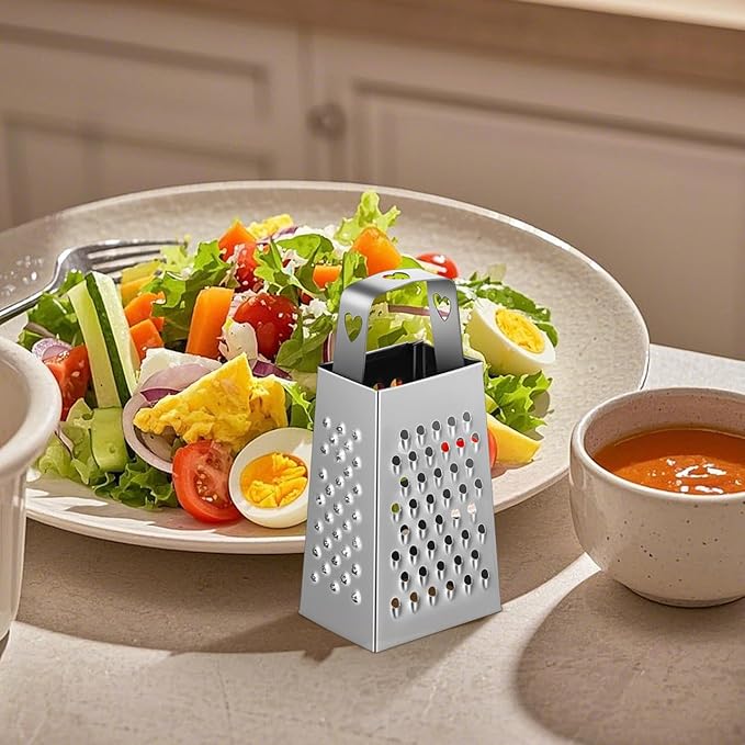 ABOOFAN 6Pcs Mini Box Graters, 4-Sided Stainless Steel Cheese Grater & Zester for Ginger, Garlic and Spices, Portable Small Kitchen Gadgets