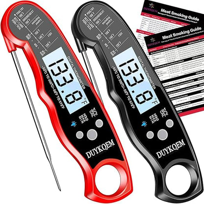 Instant Read Digital Meat Thermometer (2 Pack) Waterproof Kitchen Cooking Food Thermometer with Probe Backlight & Calibration,Best Quick Grill Meat Probe for Grilling BBQ Smoker Chefs by DUYKQEM