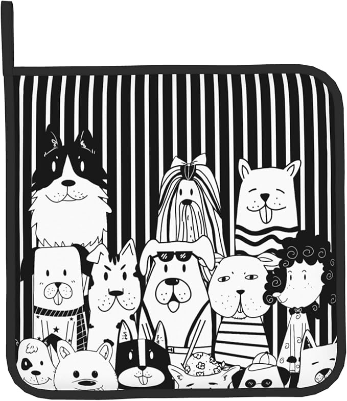 Dog Pot Holders and Oven Mitts - Black Cooking Gloves Hot Pads for Kitchen Fun Chef Gifts for Cooking Lover Cooks - Image 9