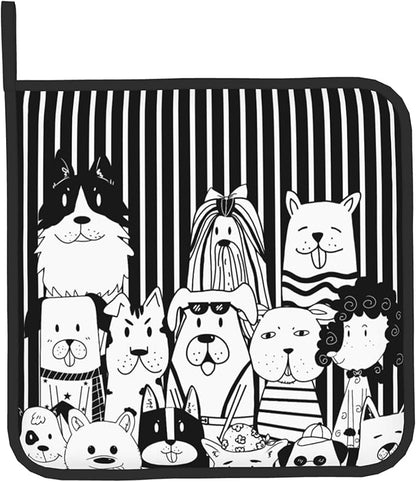 Dog Pot Holders and Oven Mitts - Black Cooking Gloves Hot Pads for Kitchen Fun Chef Gifts for Cooking Lover Cooks - Image 9