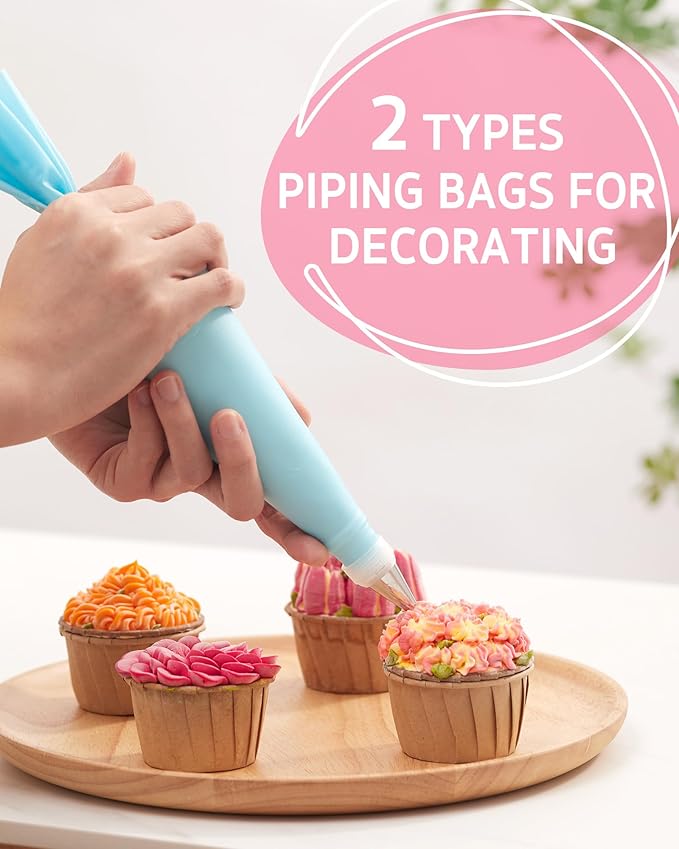 Syntus 65 PCs Cake Decorating Kit with Cake Stand Turntable, Cake Baking Supplies 30+1 Piping Bags, 24 Piping Tips, Offset & Straight Spatulas, 3 Scrapers, Leveler, 2 Couplers & 1 Tips Brush - Image 6