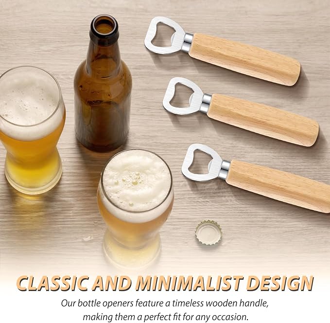 24pcs Bottle opener Beer Opener with Wooden Handle for engraving Cider Wine Bottle Opener Party Wedding Gifts