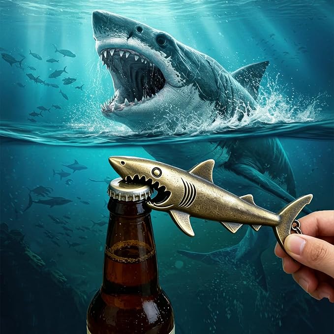 Cool Shark Bottle Opener Keychain, Vintage Zinc Alloy Beer Opener, Portable Key Ring, Beach Bar Decor, Ideal Gift for Father's Day, Christmas, Dad, Husband, Boyfriend, Grandpa