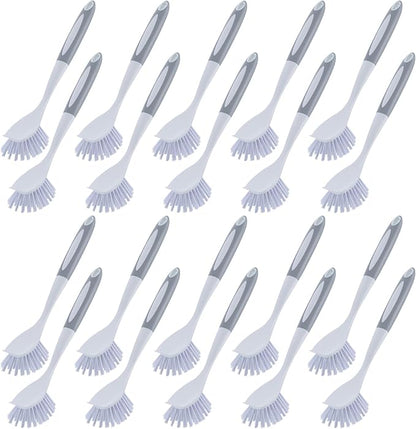 Hsei 20 Pcs Gray Kitchen Scrub Dish Brush Bulk with 11 Inch Handle Cleaning Dish Scrubber with Stiff Bristles Washing Scrub Brushes for Housekeeping for Pots and Pans, Kitchen Sink by Hsei