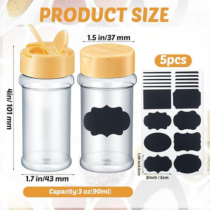 Eccliy 36 Pack 3 oz Clear Plastic Spice Jars with Label and Shaker Lids Empty Spice Bottles Seasoning Containers Seasoning Jars Shaker Condiment Pots for Pepper Herbs Powders (Wood Color) - Image 2