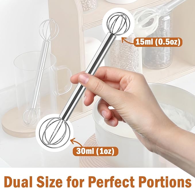Stainless Steel Measuring Whisk, Double-Ended Whisk with 15ml & 30ml for Precise Mixing, Miso, Sauces & Batter, 2 Pack - Image 3