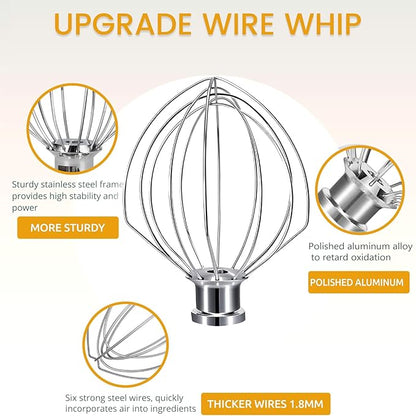K45WW 6 Wire Whip for 4.5 5 QT KitchenAid Tilt-Head Stand Mixer，Whisk Attachment Fits Kitchen Aid, Compatible with Kitchen Aid Accessories K45,K45SS,KSM90,KSM110,KSM150 (Handwash Only)