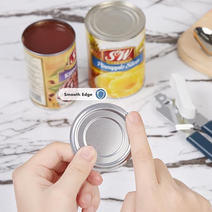 Can Opener Manual, COKORA Can Openers Hand Held with Comfort Anti-Slip Handles, Heavy Duty Stainless Steel Can Opener Smooth Edge and Bottle Openers, Easy Turn Can Openers for Seniors, Kitchen, Blue - Image 4