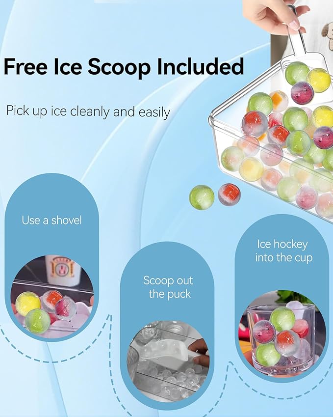Ice Cube Trays with Lid and Bin, BPA-Free Mini 0.75 Inch Sphere Ice Molds, 2-Pack Small Round Ice Ball Trays, Easy Release, Includes Scoop & Ice Storage Box for Cocktails, Coffee - Image 5