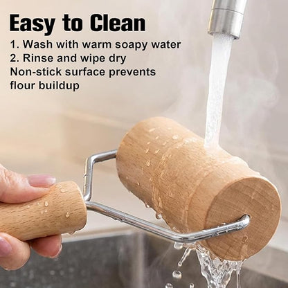 2 Pack Small Rolling Pin Wooden Dough Roller Pizza French Mini Baking roller Set for Cooking Pastry Bread Cookie Dumpling Tortilla Christmas DIY Bake Home Kitchen Utensils Professional