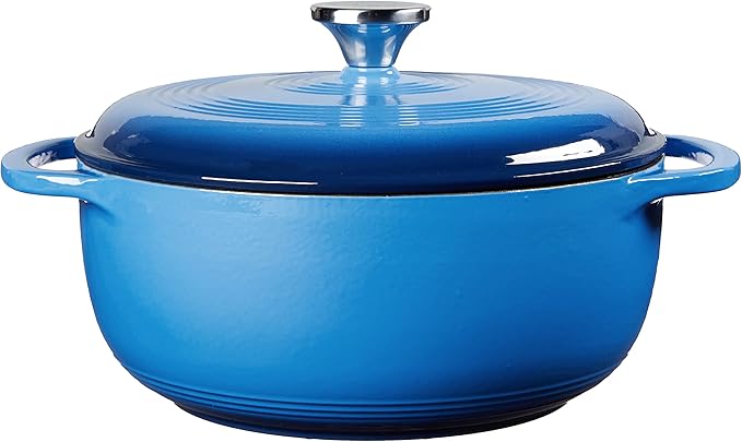 Lodge 4.5 Quart Enameled Cast Iron Dutch Oven with Lid – Dual Handles – Oven Safe up to 500° F or on Stovetop - Use to Marinate, Cook, Bake, Refrigerate and Serve – Caribbean Blue - Image 2