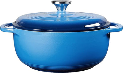 Lodge 4.5 Quart Enameled Cast Iron Dutch Oven with Lid – Dual Handles – Oven Safe up to 500° F or on Stovetop - Use to Marinate, Cook, Bake, Refrigerate and Serve – Caribbean Blue - Image 2