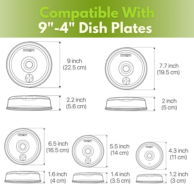 Flexzion Microwave Plate Covers Set of 5 - BPA-Free Microwave Cover with Adjustable Steam Vent, Dishwasher Safe Microwave Splatter Cover, Transparent Plastic Food Covers for Microwave Cooking - Image 6
