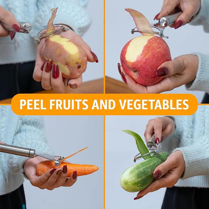 Potato Peeler Stainless Steel, Y Peeler Multifunctional Vegetable Peeler for Kitchen, Ultra Sharp Swivel Blade, Fruit & Veggie Peeler, Built-in Eye Remover, Hang Loop