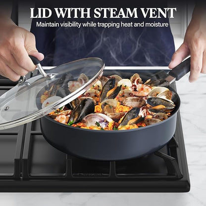 Cook N Home Casserole Dutch Oven Stockpot With Lid Professional Hard Anodized Nonstick 6-Quart , Oven Safe - with Stay-Cool Handles, black - Image 4