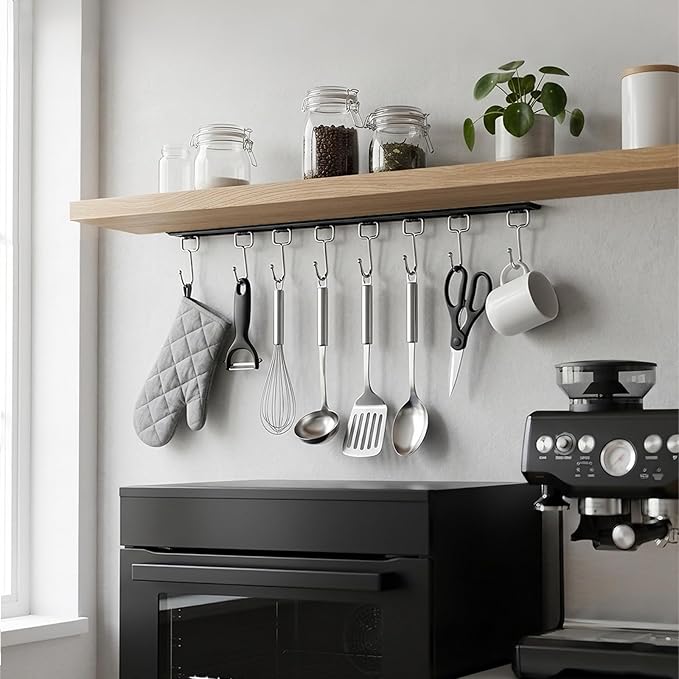 Cociat 2PCS Utensil Racks with 8 Hooks 17 Inch Kitchen Utensil Holders Hanging Utensil Rack Multifunctional (17 inch) - Image 5