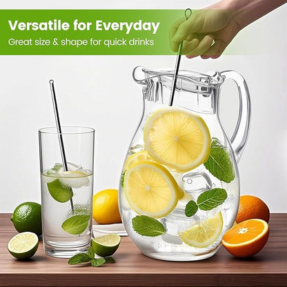 Small Clear Plastic Pitcher with Lid (72 oz), Unbreakable Water Pitcher with Handle, Fridge Jug, BPA-Free, Shatter-Proof, Great for Iced Tea, Sangria, Lemonade, Juice, Milk, and More - Image 2