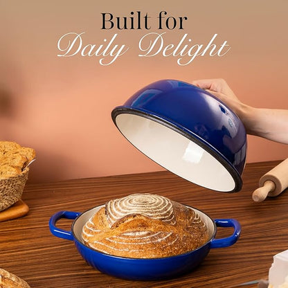 Enamelled Cast Iron Dutch Oven Pot – Dutch Oven For Sourdough Bread Baking – Cast Iron Bread Pot – Dark Blue, 6 Quarts, 26cm – by Nuovva - Image 4