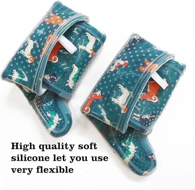Oven Mitts Set of 2 with Transparent Clear Silicone Shell and Nice Dog Printing Cotton Lining, Heat Resistant to 500 F Kitchen Oven Gloves Pot Holder for Cooking (Blue) - Image 4