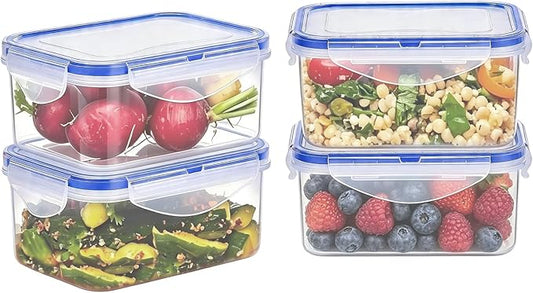KIGI Food Storage Containers with Airtight Lids, Leak-Proof & Stackable, 4-Sided Locking lids, Ideal for Meal Prep, Snack, Fruit, Lunch & Leftovers, BPA-Free Plastic (2.48 Cup, 8-Piece)
