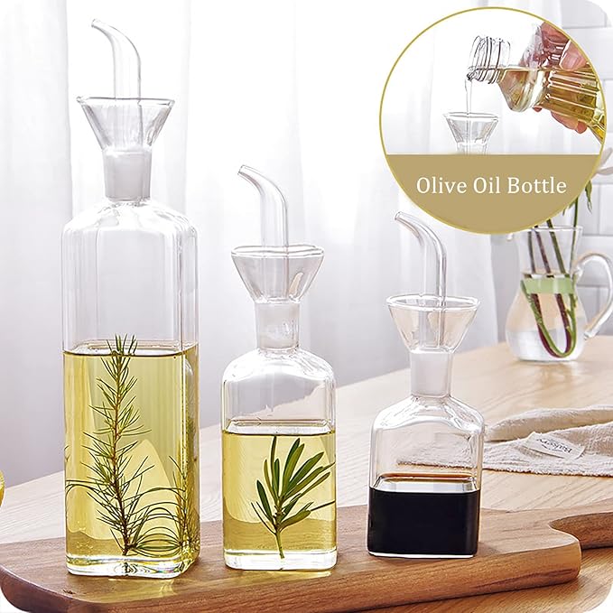 Yesland 2 Pack Olive Oil Bottle - 17 Oz Glass Oil Dispenser Vinegar Cruet - Oil Carafe Decanter with Spout for Kitchen, BBQ, Cooking, Syrup - Image 7
