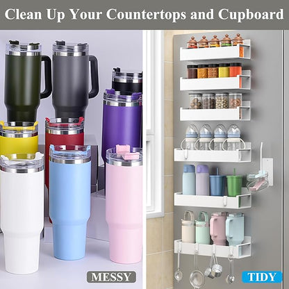 HuggieGems Magnetic Water Bottle Holder for Refrigerator, Cup Holder Organizer for Stanley and Tumbler for Kitchen, 6 Pack, White - Image 5